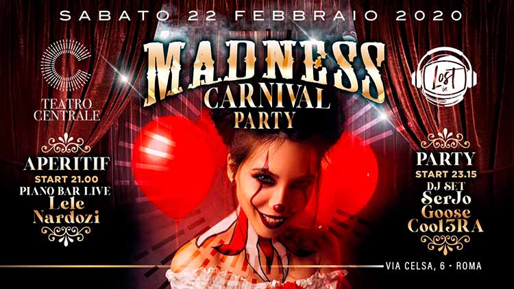 Carnival Party - Teatro Centrale - Sabato 22 Febbraio 2020 - sabato 22 febbraio 2020